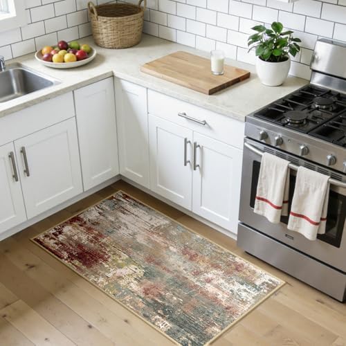 RELEANY Washable 2'x4' Abstract Area Rug for Living Room Rustic Brown - Image 3