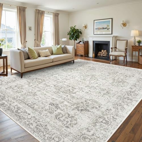 Rugxara 9x12 Extra Large Area Rug,Neutral Vintage Boho Rug for Living Room - Image 3