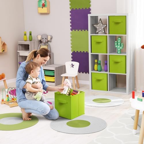 Sorbus Fabric Storage Cubes, 8 Pack, with Handles (Green) - Image 4