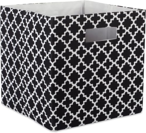DII Hard Sided Collapsible Fabric Storage Container for Nursery, Offices, & Home Organization, (13x13x13) - Lattice Black (Pack of 6) by DII