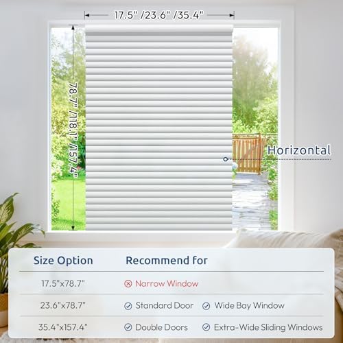 rabbitgoo Frosted Glass Window Privacy Film, Blinds Pattern, 23.6" x 78.7" - Image 2