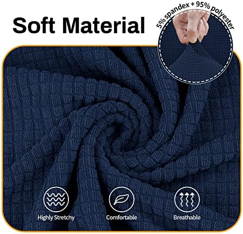 Asnomy Stretch Couch Covers Washable, loveseat Cover Slipcovers, Navy Blue - Image 3