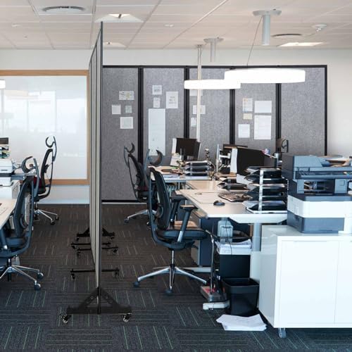 Folding Room Partition,10'6"W x 6'7"H,Light Grey - Image 4