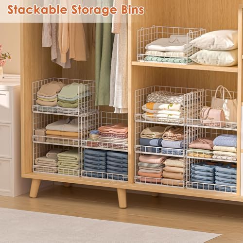 Yociyoga 8-Tier Stackable Closet Organizers and Storage Shelves, Foldable Closet Shelf Organizer, Stackable Storage Bins Drawers for Closet Organizer System, White(Patent No. 30022416) - Image 6