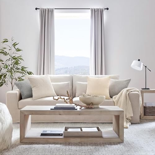 Topfinel 4 Packs Neutral Decorative Throw Pillows Covers 18x18 Inch for Living Room Couch Bed Sofa, Rustic Farmhouse Boho Home Decor, Soft Plush Striped Corduroy Square Cushion Case 45x45 cm - Image 3