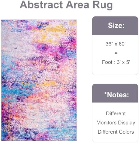 Modern Abstract 3x5 Rug, Non Slip Entryway Rug, Soft Machine Washable Rugs - Image 2