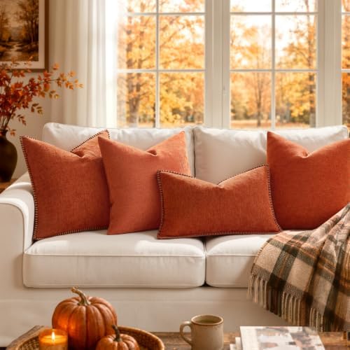 MIULEE Fall Decorative Couch Throw Pillow Covers 16x16 Inch Rust 2 Pack - Image 6