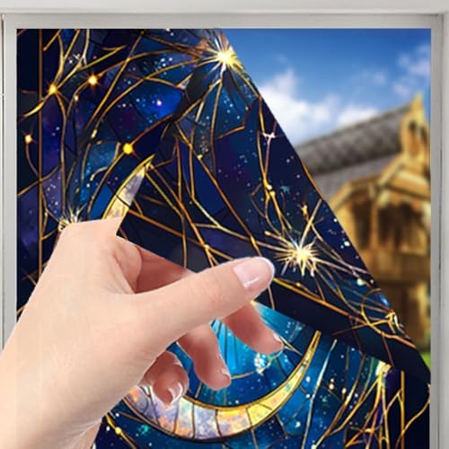 Nuxovilar Frosted Moon Star Pattern Window Glass Film 17.7x39.4 in PVC - Image 4