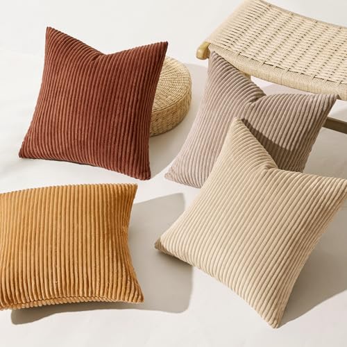 MIULEE Fall Corduroy Decorative Throw Pillow Covers Terracotta 18x18 - Image 7