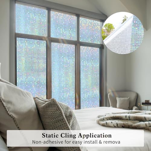 FILMGOO Stained Glass Window Privacy Film Static Cling Mosaic 35.4inx13.1ft - Image 4