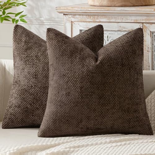 MIULEE Decorative Couch Throw Pillow Covers 22x22 Inch Dark Brown 2 Pack by MIULEE