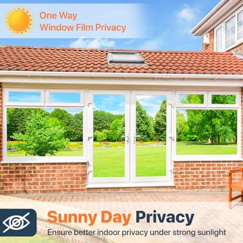 Bloss One Way Privacy Window Film, Privacy Film for Glass Windows One Way Mirror Window Film for House Window Tint Heat Blocking Anti UV Reflective Dichroic Windows Film(17.7" x 118", Silver) - Image 2