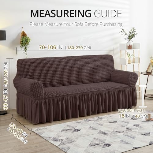 NICEEC Sofa Covers Brown Couch Cover Stretch Sofa Slipcovers with Skirt - Image 6
