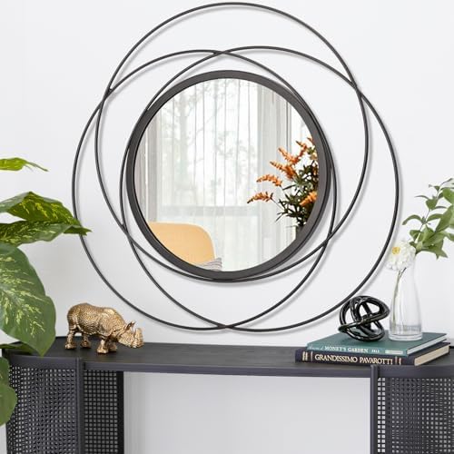 Black Circle Mirror Mounted Round Decorative Mirrors Circle for Bathroom Vanity, Living Room or Bedroom Entryway 24" x 24" - Image 2