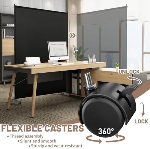5*6FT Single Panel Room Divider/ Privacy Screen with Caster Wheels & Brakes - Image 3
