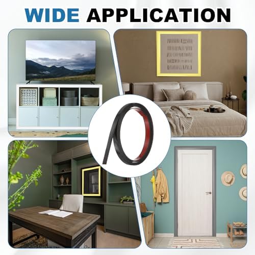 uxcell Black Peel and Stick Molding Trim, 0.6 Inch x 9.8 ft Self-Adhesive Mirror Tape, Flexible PVC Border Strip for Wall Decoration Tile Edge Ceiling Floor Frame Furniture Decoration - Image 7