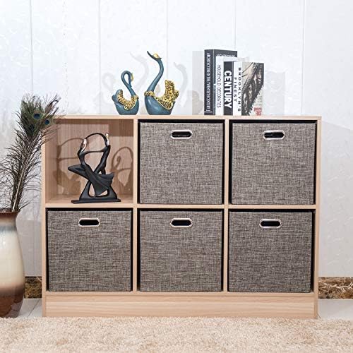 Posprica Storage Basket Bins,13×13 Foldable Storage Boxes Containers for Closet Organizer Shelf Cabinet Bookcase,Thick Fabric Drawer with Shimmer,4pcs,Brown - Image 7