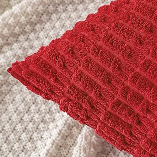 MIULEE Corduroy Decorative Throw Pillow Covers 12x12 Red Pack of 2 - Image 2