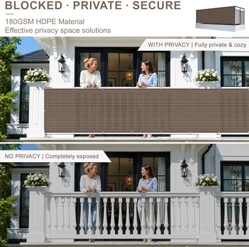SUNNY GUARD 3' x 25' Balcony Privacy Screen, HDPE Patio Railing Cover Fence - Image 3