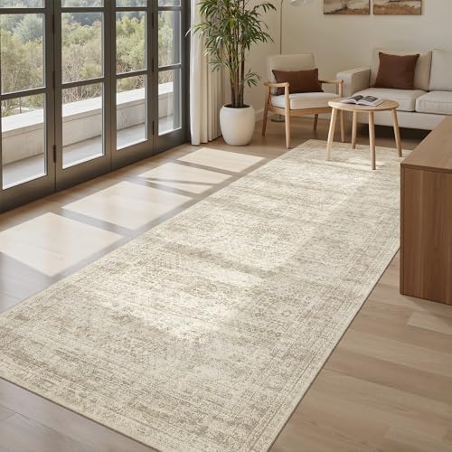 Soalmost Washable 4x8 Hallway Runner Rug Non-Slip Kitchen Entry Rugs Beige - Image 2