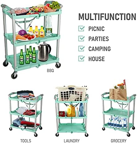 Olympia Tools 89-349 Pack-N-Roll Folding Collapsible Service Cart, 150LB Capacity, Teal - Image 7