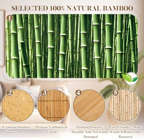Juexica 3 Pcs Natural Bamboo Wall Panel for Interior Wall 48''x96'' Bamboo Covering Renewable Pole Wainscoting Room Divider Wrap Decor for Bedroom Living Room Kitchen Island Office (Carbonized) - Image 3