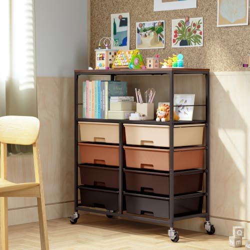 APEXCHASER Rolling Storage Cart with 8 Large Drawers, Wooden Tabletop - Image 7