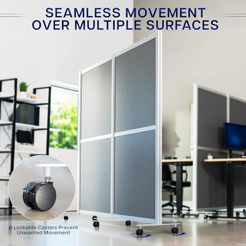 VIVO Dark Gray Mobile Freestanding 76 x 66 inch Privacy Panel, PP-MWS63D-M - Image 3