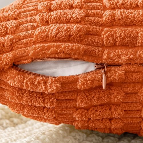 MIULEE Fall Corduroy Decorative Throw Pillow Covers 20x20 Orange Pack of 2 - Image 3