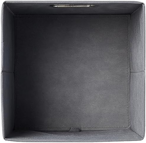Amazon Basics Collapsible Cube Storage Bins, Space-Saving, Organizing Fabric Bins with Handles, 10.5 x 10.5 x 11 inches, Light Grey, 6-Pack - Image 3