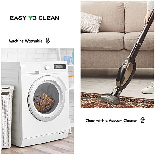 Moynesa Ultra-Thin Washable Oriental Area Rug - 3x5 Non-Slip Laundry Room Rug, Non-Shedding Stain Resistance Low Pile Kitchen Mat Indoor Throw Carpet for Fall Decor Bathroom, Brown/Multi - Image 3