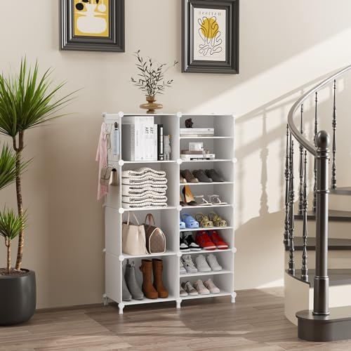 AWTATOS Closet Organizer 8 Cube Storage Shelves, White - Image 2