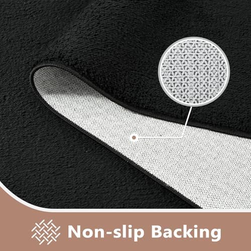 5x7 Pure Black Area Rug Non-Slip Washable Soft Thin for Living Room Bedroom - Image 4