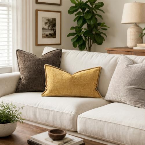 MIULEE Decorative Lumbar Throw Pillow Covers 12x20 Inch Gold 2 Pack - Image 5