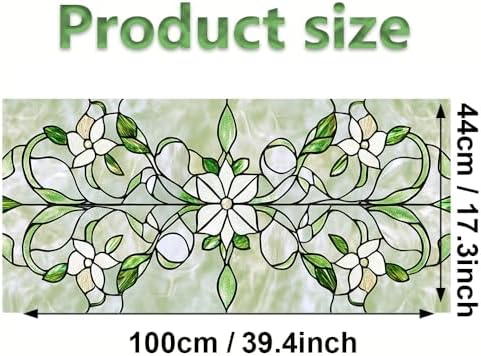 Window Privacy Film 39.37 x 17.3 in Floral Vine Stained Glass Cling - Image 3