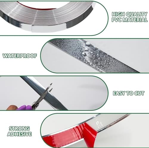 0.79in x 40Ft Peel and Stick Wall Molding Trim Silver - Image 5