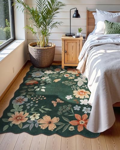 Lahome Floral Washable Rug, 3x5 Rug Soft Bedroom Rugs for Entryway Dorm - Image 2