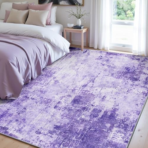 RELEANY Washable 6'x8' Abstract Area Rug for Living Room Purple - Image 2