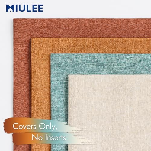 MIULEE Pack of 4 Decorative Outdoor Throw Pillow Covers Linen Waterproof Pillow Covers Summer Farmhouse Cushion Cases for Patio Garden Tent Balcony Couch Sofa 18x18 Inch Orange Rust - Image 5