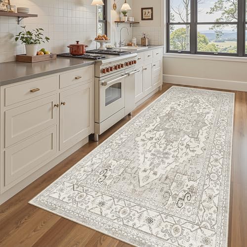 Madane 4x8 Wide Hallway Runner Rug Washable for Living Room, Beige/Brown - Image 2