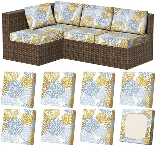 8Pcs Outdoor Cushion Covers, Stretch Patio Furniture Couch Chair Slipcovers by VORSHAPE