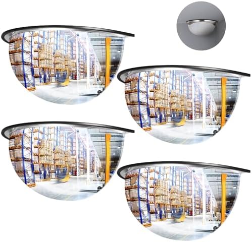 Kanayu 4 Pcs 18" Corner Mirror Blindspot for Wall Safety Security Acrylic Half Dome Convex Mirror Indoor for Ceiling Driveway Outdoor Hallway Warehouse Office Side View by Kanayu