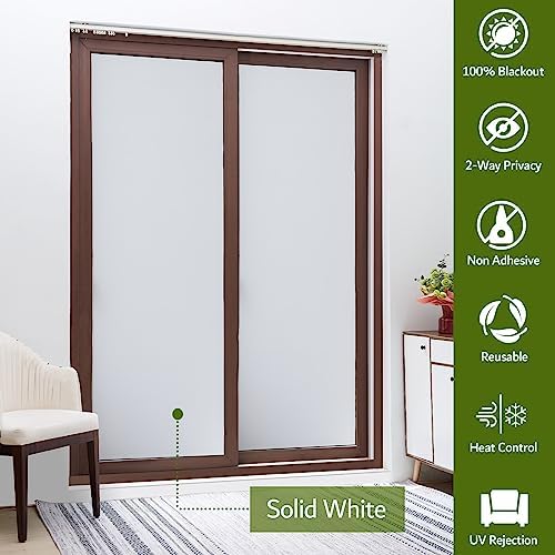 VELIMAX White Blackout Window Film, 100% Light Blocking Window Cover, Opaque Window Cling Vinyl, Privacy Film for Glass Windows, Sun Blocking Window Films Non Adhesive, 29.5in x 118in - Image 3