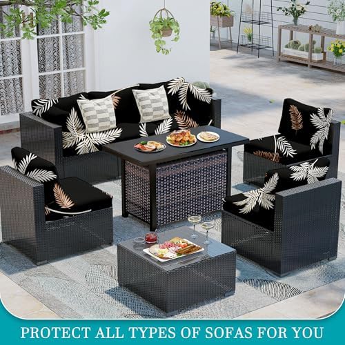 14 Pcs Outdoor Cushion Covers, Patio Sofa Cushion Covers Replacement - Image 5