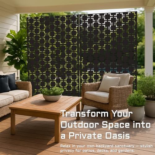 72" Metal Privacy Screen Freestanding Outdoor Room Divider Decorative Laser Cut Fence Panel, Weatherproof Patio Privacy Fence for Garden, Balcony, Backyard Landscape - Image 4