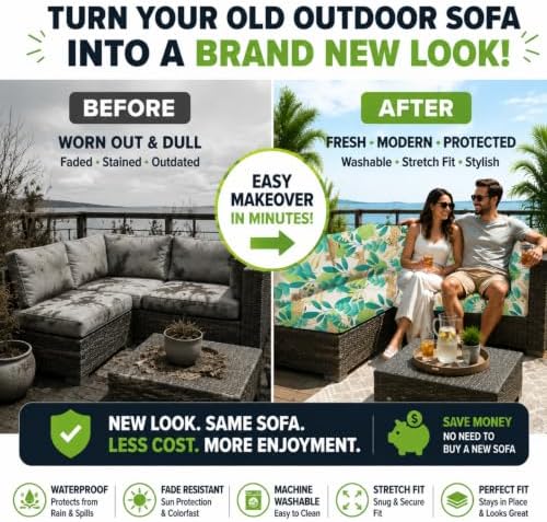 8 Pcs Outdoor Cushion Covers, Patio Sofa Cushion Covers Replacement - Image 3