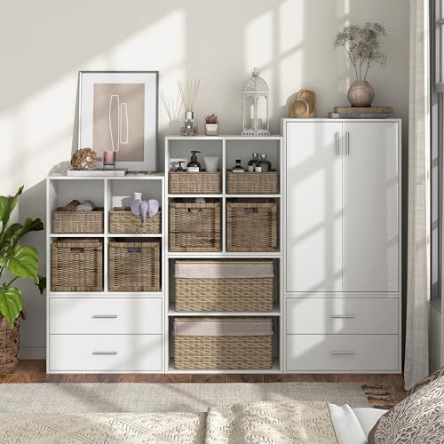 Homes: Inside + Out Apexa 2-Drawer Wooden Stackable Storage Drawers, Small Food Pantry Cabinet, Cajonera De Madera, Underbed Drawer Dorm Teen Room Decor & Bedroom, Home Office, Kitchen, White - Image 2