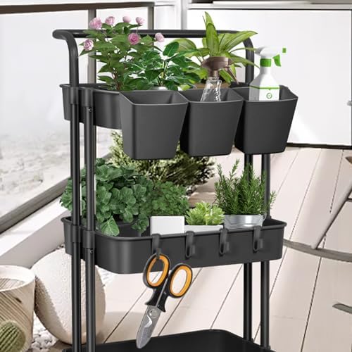 5 Pack Hanging Cup Holders, Multipurpose Rolling Cart Accessories Utility Cart Accessories For Art Craft Supplies, Space Saving Hanging Storage Basket Pencil Holder Makeup Organizers (Black) - Image 6