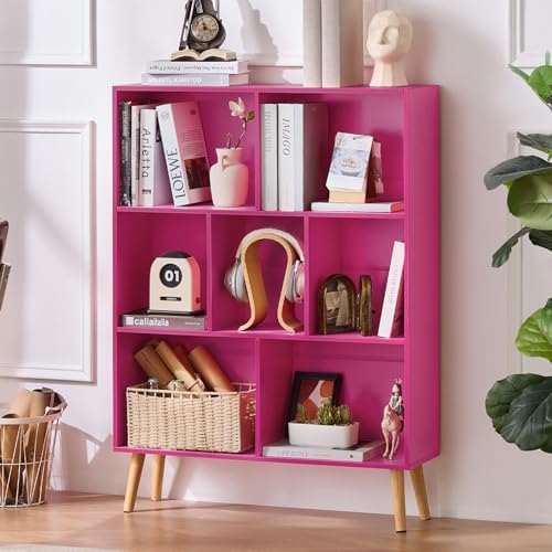LEYAOYAO Cube Bookshelf, Mid-Century Modern Book Shelf with Legs, Pink by LEYAOYAO-Findtheshiningpointofyourideallife%EF%BC%81