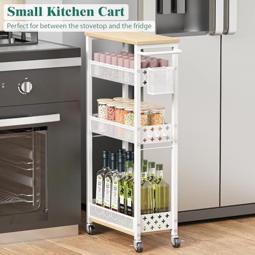 XYZLVSI Slim Rolling Storage Cart, 4 Tier Narrow Shelf for Small Spaces - Image 3